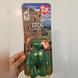 Ty Erin the Bear Beanie Baby with Shamrock Design